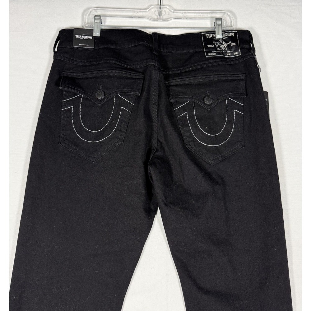 NWT True Religion Ricky Flap Relaxed Straight Fit Jeans Men's 34x33 Black $164